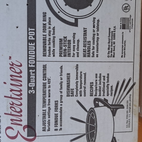 West Bend The Entertainer 3-quart electric plug 8 fondue forks red fondue pot - Picture 4 of 7